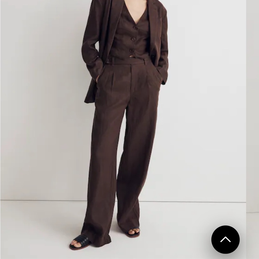 Madewell Dark Brown Linen Wide Leg Trousers - NWT